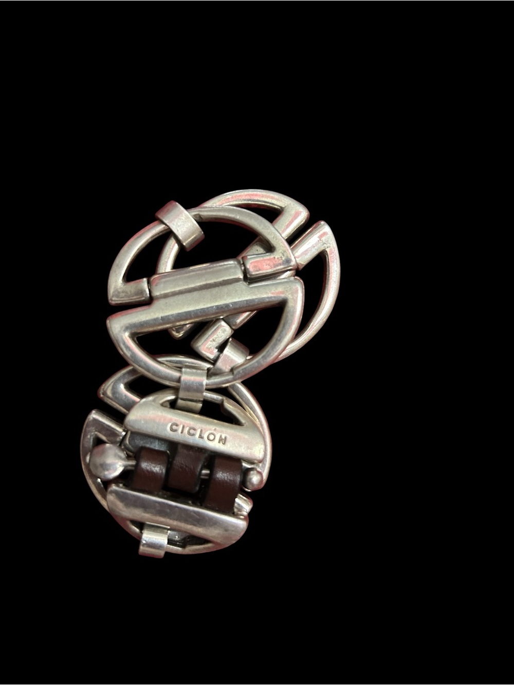 CICLÓN Women's Silver and Brown Cuff Links